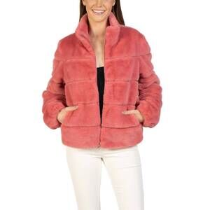 NEW LOVE TOKEN alex faux fur jacket in coral